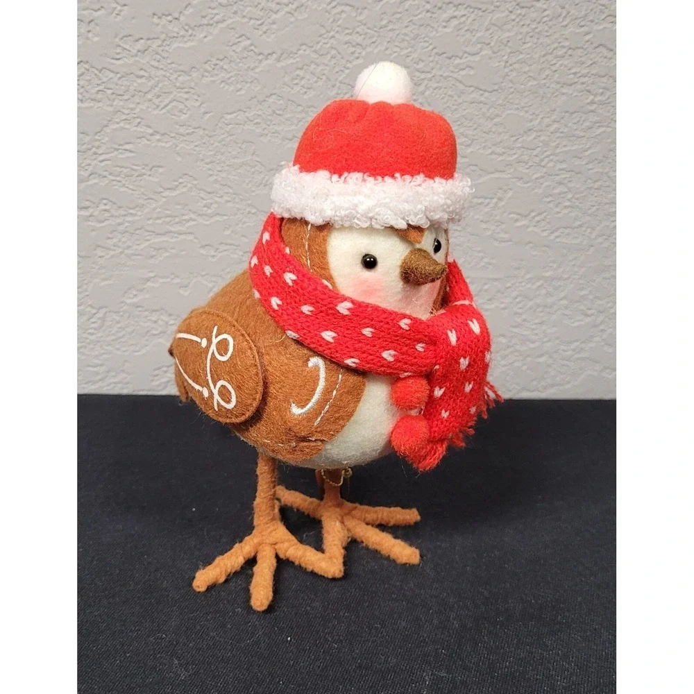 Featherly Friends Fabric Bird Snap Wearing Red Scarf Bird 2023